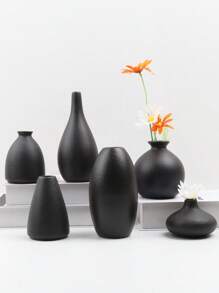 1PC Small Flower Vase Black Ceramic Vase Wedding Centerpiece Arrangement Plants Flower Pot Home Living Room Desktop Decoration Home Decor Back To School Room Decor School Supplies Glass Vase - Black - View 4