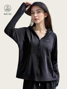 Summer Women Lightweght Uv Protection Jacket Breathable Quick-Drying Outdoor Casual Hooded Suncreen Jacket For Hiking, Fishing, Daily Wear