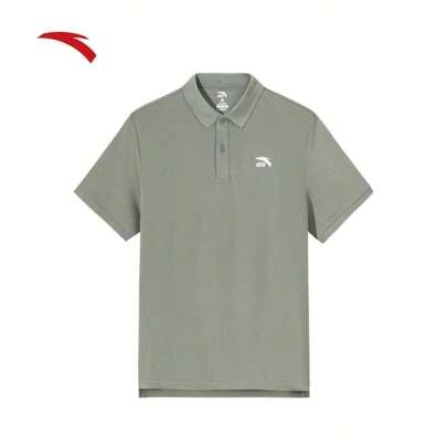 Anta 男士短袖 Polo 衫，透气领休闲商务 T 恤，运动上衣，夏季