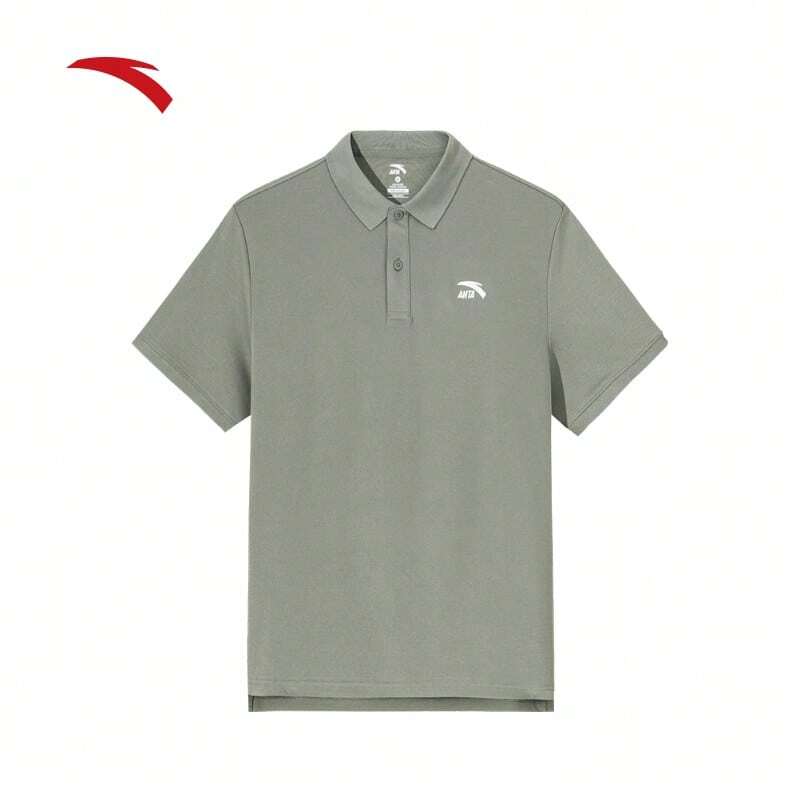 Anta 男士短袖 Polo 衫，透气领休闲商务 T 恤，运动上衣，夏季 - 灰欖綠 -4 - 查看 1