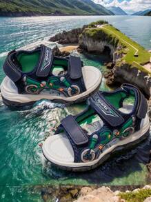 2025 Summer New Fashion Boys Sandals, Hook And Loop Casual Beach Shoes For Kids - Blue - View 3