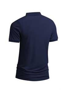 Áo thun polo tay ngắn in hình ngựa đơn sắc cho nam, mùa hè - Màu xanh hải quân - Xem 2