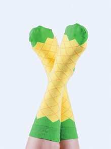 1/4 Pairs Assorted Men/Unisex Stylish Fruit & Ice Cream Printed Crew Socks (No Packaging) - Multicolor - View 3