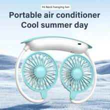 Ventilador de cuello portátil de 360° con rotación libre, recargable por USB, mini ventilador personal con poco ruido y flujo de aire potente, diseño de auriculares, apto para deportes, oficina, hogar, exterior, viajes, trabajo