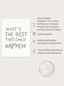1PC Inspirational 'What's The Best That Could Happen?' Quote Poster - Frameless, Self-Love Motivational Art Print For Bedroom & Dorm Decor, Minimalist Canvas Wall Art,Unframed