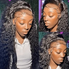 MECRY 10-36 英寸 200% 密度假发 人发前额头发预拔 13x4 13*6 4*4 5*5 高清深波浪蕾丝前额假发 女士人发前额头发 12A 卷发前额假发 人发前额头发漂白结与婴儿头发混合头发