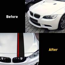 2pcs Premium 5D Carbon Fiber Vinyl Sticker - GM Rally Car Stripe Front Hood, 5D Carbon Fiber Sticker Suitable For Car Front Hood, Easy To Apply And Remove - 2pcs - View 4