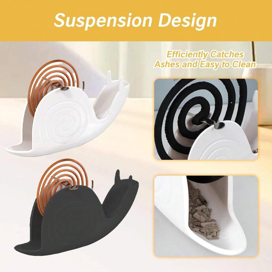 1 pièce Porte-spirale anti-moustiques blanc ou noir, de forme d'escargot, moderne et minimaliste, en plastique PP. La poussière ne tombe pas au sol. Convient pour la maison, le bureau, la chambre, le salon