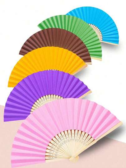 1/10 piezas de abanicos de mano de papel liso y sencillo esenciales para el verano. Abanicos plegables blancos y de colores hechos a mano. Abanicos, abanicos frescos, decoraciones para bodas, accesorios para raves, abanicos para baile en línea