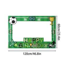 1 件足球生日主题镂空相框，涤纶材质，适合室内/室外、生日主题派对装饰和照片道具