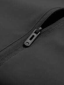 女士春秋新款休闲运动夹克，防风纯色连帽轻便户外夹克 - 黑色 - 查看 6