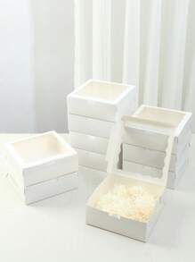2/5pcs/10PCS/20pcs White/Pink/Black/Brown Gift Box With Transparent Windows - Perfect For Christmas Party Gifts, Wedding Souvenirs And Hand-Written, Sturdy Cartons For Display | Transparent Window Design | Durable Gift Box, Gift Box