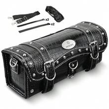 Motorcycle Fork Tool Bag Leather Saddle Bag Handlebar For Harley Dyna Sportster - 1 - View 1