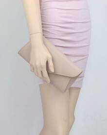 Girly Handbags Womens Plain Envelope Clutch Bag - Nude - View 6