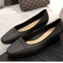 经典简约休闲百搭高跟一脚蹬乐福鞋，欧美风潮 - 黑色 - 查看 4