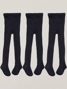 3 Pairs Girls Children Dance Tights, Solid White/Black/Gray Vertical Striped Skinny Leggings, Multi-Color Matching Daily Outfit