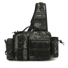 Tactical Camouflage Fishing Sling Bag, Multi-Functional Outdoor Chest/Waist Pack With Fishing Rod Holder, Large Capacity For Hiking, Camping And Fishing - Multicolor - View 10