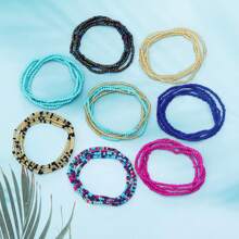 8 Piece/Set African Bohemian Waist Beads For Women - Adjustable 24-50 Inch Plus Size Belly Chain Jewelry,  Layered Body Bead Set With Multicolor Waist Beads Jewelry - Multicolor B - 查看 2