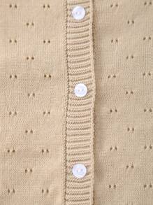 Girls' Lightweight Buttoned Hollow Knit Cardigan - Khaki - View 5