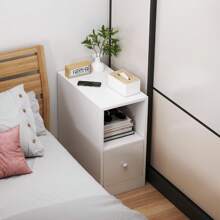 Mesita de Noche de Madera con 1 Cajones para Sala y RecáMara, ctg009514, Minimalista Mesa Auxiliar de Fácil Montaje, Tallas de L20xW30xH45(cm) - Blanco - Ver 5