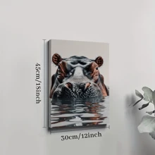 1pc Framed Canvas Poster, Hippo Animal Wildlife Wall Art Canvas Paintings, Ideal Gift For Bedroom Living Room Corridor, Wall Art, Room Decoration
