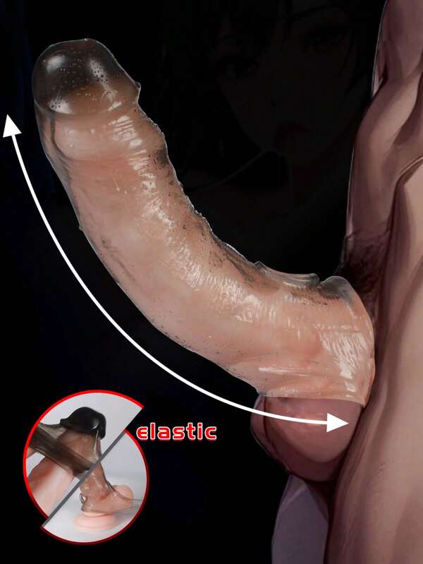 Funda para pene. Juguete sexual negro, transparente, fresco y suave para hombres y mujeres. Producto sexual SM sensual. Incluye un juego de dientes de lobo, un juego para pene, un anillo de bloqueo y un juego reutilizable para aumentar el tamaño del pene y mejorar la satisfacción sexual. Lavable y reutilizable. Producto sexual para parejas y diversión para adultos. Pene falso. Tienda de productos para adultos. Transporte confidencial.