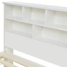 Flieks Bed With Shelves, White Wooden Storage Bed, Underbed Drawer - 3FT Single (90 X 190 Cm) Frame Only - 白色 - 查看 9