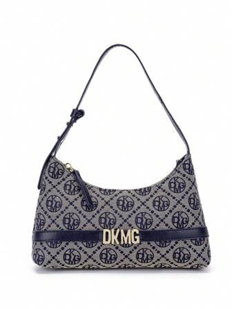 DK DKMG 1 pieza Bolso de mano de mujer azul con estampado de rombos y cuadros jacquard, elegante y vintage, ligero, adecuado para uso diario y como regalo para el Día de la Madre u otras festividades