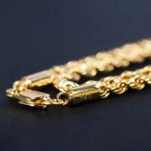 925 Sterling Silver Italian Woven Twisted Rope Chain Necklace, Made In Italy 18K Gold-Plated Solid Cut 3mm Twisted Rope Necklace, Stylish And Durable Design - The Perfect Gift For All Occasions (Includes Gift Box) - 20inch - View 3