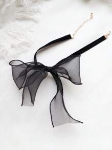 1pc Ribbon Oversized Bow Choker Necklace Collar Accessories For Girl/Girls