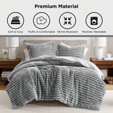 Fluffy Ribbed 2/3 Pieces Cord-Textured Bedding Comforter Set,Plush 300 Gsm Fabric For Weighty Durability And Softness Comforter Sets,2 Pieces Set For Twin-Twin XL Size,3 Pieces Set For Full-Queen-King-CAL King Size,Cozy All-Season Home Textile For Stylish Home Bedroom Décor,Modern Room Decor,Summer Prmo, Halloween Christmas Thanks Giving Gifts