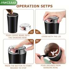 PANCERKA 1PC Multi-Functional Electric Coffee Grinder - Large Capacity, Stainless Steel Blades, One-Touch Operation, Transparent Lid, Compact Design, Easy To Clean, Perfect For Coffee Beans, Spices, And Nuts (EU Plug)