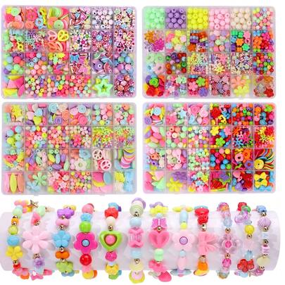 Bộ đồ chơi thủ công làm đồ trang sức DIY bằng hạt cho trẻ em Bộ vòng tay cho bé gái