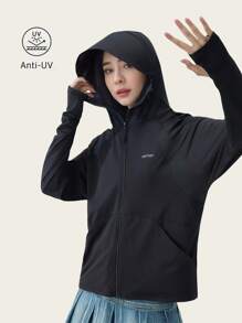 Summer Women Lightweght Uv Protection Jacket Breathable Quick-Drying Outdoor Casual Hooded Suncreen Jacket For Hiking, Fishing, Daily Wear