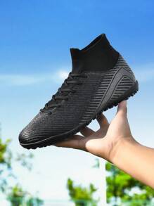 Youth Soccer Boots - Breathable, Non-Slip For Training And Competition, With Abrasion-Resistant Soles For Lace-Up Soccer Boots - Black - View 1