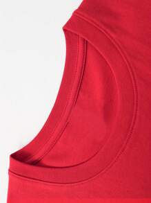 Men's "Never Give Up" Pattern T-Shirt - Cotton, Soft And Comfortable, Red Bold Black Letter Print, Casual Summer Outdoor T-Shirt, Perfect Gift For Men, Machine Washable - Đỏ - Xem 4