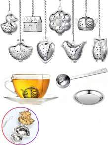 2 PcsTea Infusers For Loose Tea Stainless Steel Tea Ball Cute Tea Strainers Tea Steeper Filters For Tea With Crystal Stone Pendants And Drip Tray Teacups Accessories(Funny Style),Snap Ball Tea Strainer,Premium Stainless Steel Tea Infuser Back To School
