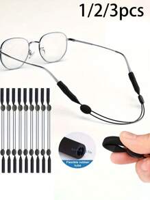 1/2/3pcs Cool Classic Black Glasses Strap, Adjustable Sunglasses Strap, Comfortable And Practical Glasses Holder, Outdoor Sports Glasses Holder - Multicolor - View 1