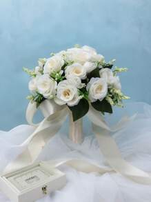 1pc Large Silk Rose Bridal Bouquet, Wedding Bridesmaid Flower Bunch