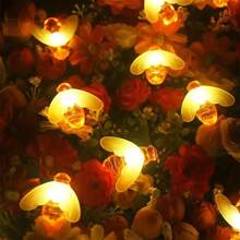 1pack 10/20/30/40 LED Little Bee String Lights Fairy Atmosphere Indoor Wall Decorative Lamp Battery Powered Suitable For Home Garden Living Room Bedroom Wedding Birthday Holiday Party Tree Decoration(Warm White)