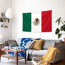 1 pieza Bandera de México impresa por ambos lados con ojales, material de poliéster, color vívido y resistente a los rayos UV, bandera nacional mexicana para decoración del hogar, al aire libre y festividades - Multicolor - Ver 2