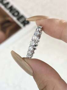 1 Stück wunderschöner und exquisiter 0,1 Karat Reihen von Strass Moissanit Verlobungsring Design in D Farbe 925er Sterling Silber für Frauen Dating Hochzeitsring Edler Schmuck Geschenk für Ehefrauen Freundinnen Jahrestag