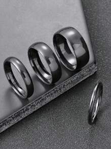 4件套不锈钢戒指套装弧形设计情侣戒指基本款18k镀金男女通用简约时尚风格适合情侣礼物日常佩戴结婚戒指