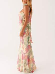 Women Floral Print Long Tube Dress With Scarf Strapless Backless Maxi Dresses With Scarf Long Bodycon Dresses Formal Cocktail Party Dress Summer Holiday Beach Sundress