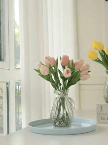 1 pieza, Jarrón de flores de vidrio, Jarrón transparente minimalista, Maceta de flores de vidrio, Decoración del hogar para la sala de estar, Decoración de mesa, Adorno para arreglos florales, Apto para diversas flores frescas y flores simuladas, Adecuado para regalos en el Día de la Madre, San Valentín, decoración de bodas y cumpleaños, suministros para festivales, decoración de cocina, decoración de habitaciones, Jarrón de vidrio