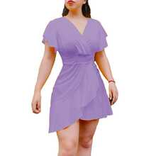 V-Cut Ruffled Dress - Parme - Voir 2