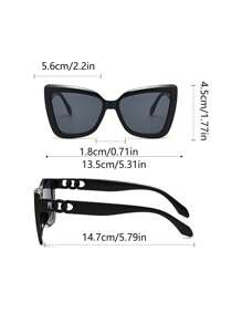 3pcs/1pc Girls Cat-Eye Large Frame Chain Asymmetric Design - Fashionable And - Suitable For Vacation And Beach Matching, Suitable For Ages 14-16 - Multicolor - View 7