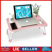 Folding Laptop Table Bed Tray Sofa Lap Portable Computer Desk Stand Breakfast ~ - Pink - View 1