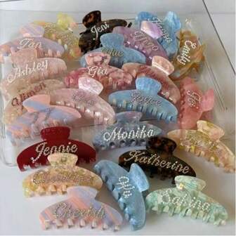 Customized Handmade Crystal Lucite Acrylic Monogram Hairclip, Personalized Name Anniversary Wedding Luxury Hair Claw Gift,Durable,Colorful,Cute,Adorable,Funny,Kawaii,Y2K,Stylish,Unisex,Casual,Custom,Personalized,Unique,Customized,Ideal Gifts For Him,Ideal Gifts For Her,Her,Boyfriend,Girlfriend,Family,Friends,For Anniversaries,For Valentine's Day,For Mother's Day,For Birthdays,For Children's Day,For Father's Day,For Graduation,For Weddings,For Housewarming