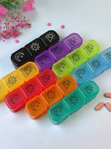 Solid Color New Model, Morning, Middle, And Evening Three Time Three Compartment Medicine Box, Multi-Color Optional, Portable Packaging Separated Medicine Box